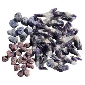 Drilled Gemstone Lot Beads - Tanzanite, Amethyst and Ruby - 260 grams
